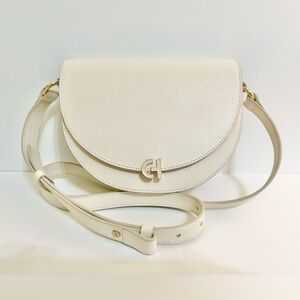 Cole Haan Evie Saddle Bag Ivory Crossbody.